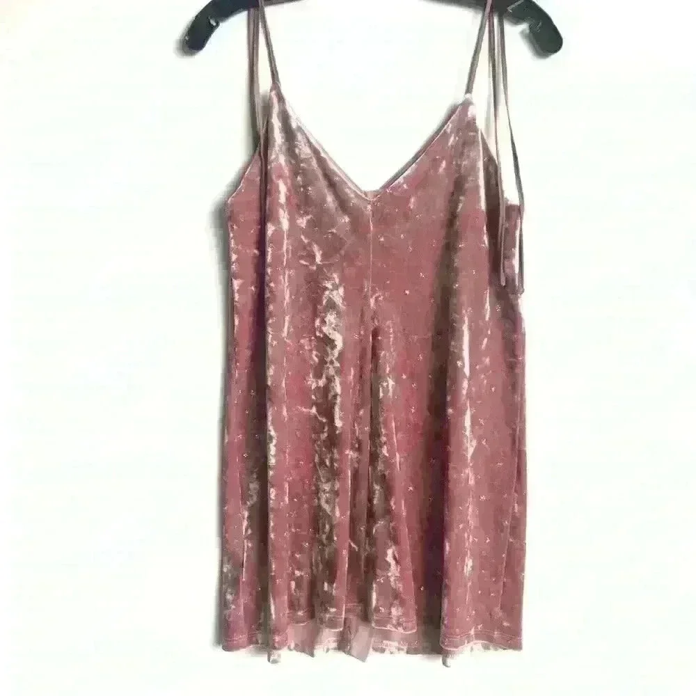 NEW! Topshop Pink Velvet Star Glitter Slip Dress - Picture 4 of 5